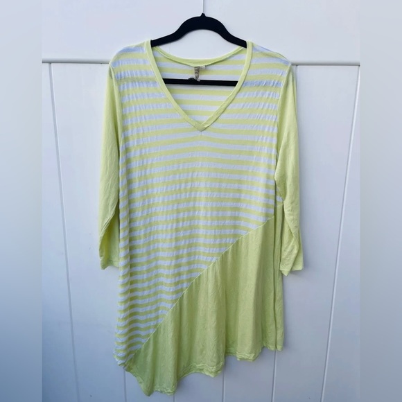 Comfy USA striped tunic lime green white size X-Large - Picture 3 of 8